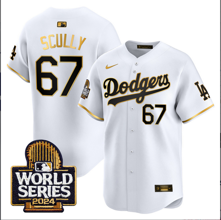 Men MLB Los Angeles Dodgers #67 Scully white 2024 World Series Champions Patch Limited Jersey20241105 style 3->los angeles dodgers->MLB Jersey